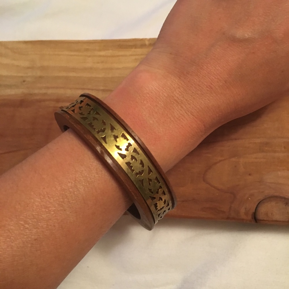 Wood and brass bangle